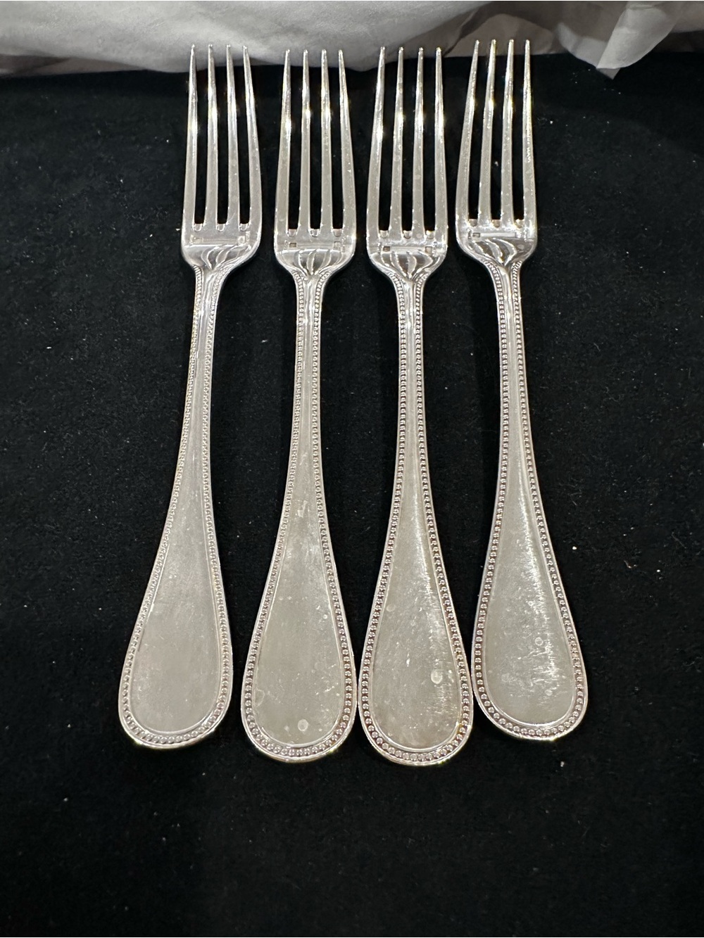 Perles by Christofle France Silver-plated dinner forks - Set of 4